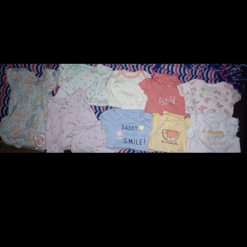 Mixed Baby Girl Onesie Bundle - Pastel Pink, Blue, Yellow Size 6-9M